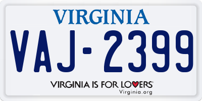 VA license plate VAJ2399