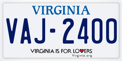 VA license plate VAJ2400