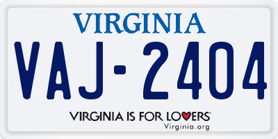 VA license plate VAJ2404