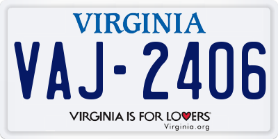 VA license plate VAJ2406