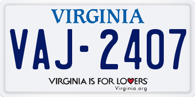 VA license plate VAJ2407
