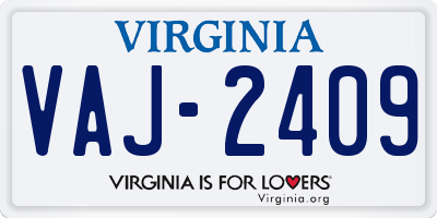 VA license plate VAJ2409