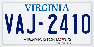 VA license plate VAJ2410