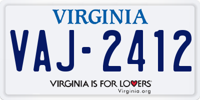 VA license plate VAJ2412