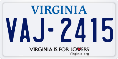 VA license plate VAJ2415