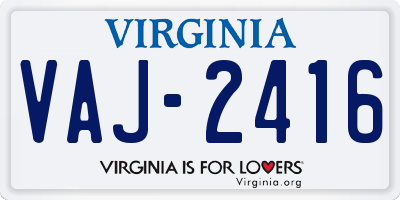 VA license plate VAJ2416