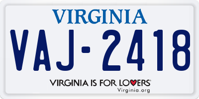 VA license plate VAJ2418