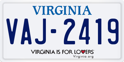 VA license plate VAJ2419
