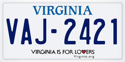 VA license plate VAJ2421