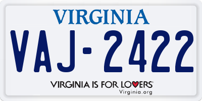 VA license plate VAJ2422