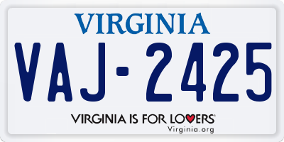 VA license plate VAJ2425