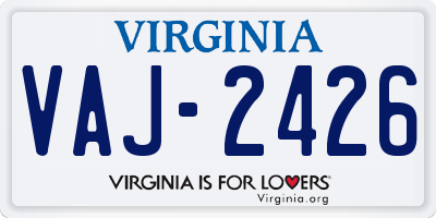 VA license plate VAJ2426