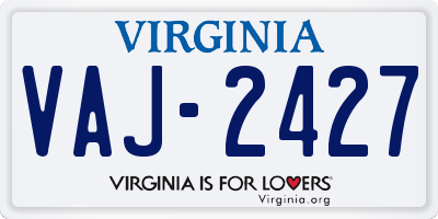 VA license plate VAJ2427
