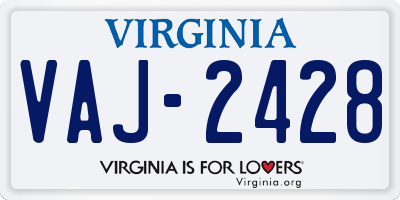 VA license plate VAJ2428