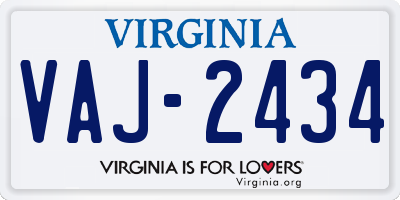 VA license plate VAJ2434