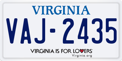 VA license plate VAJ2435