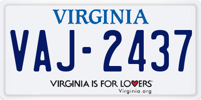 VA license plate VAJ2437