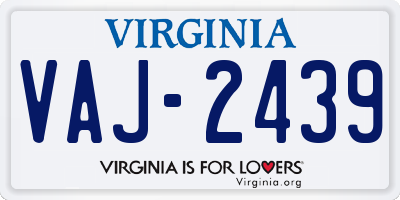 VA license plate VAJ2439