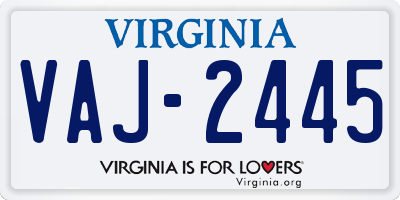 VA license plate VAJ2445
