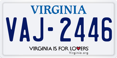 VA license plate VAJ2446