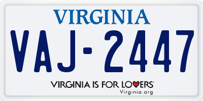 VA license plate VAJ2447