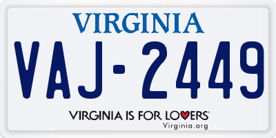 VA license plate VAJ2449