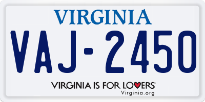 VA license plate VAJ2450