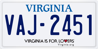 VA license plate VAJ2451