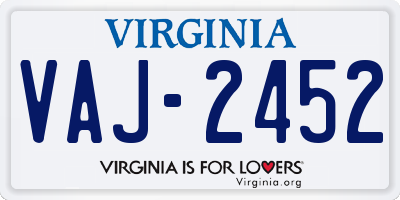 VA license plate VAJ2452