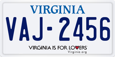 VA license plate VAJ2456