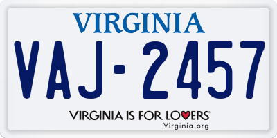 VA license plate VAJ2457