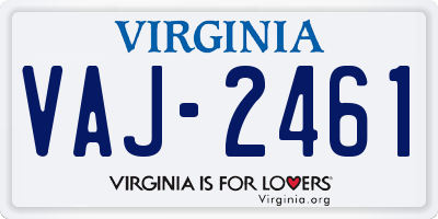 VA license plate VAJ2461