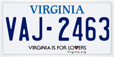 VA license plate VAJ2463