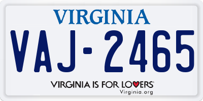 VA license plate VAJ2465
