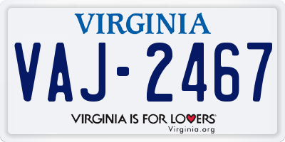 VA license plate VAJ2467