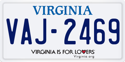 VA license plate VAJ2469