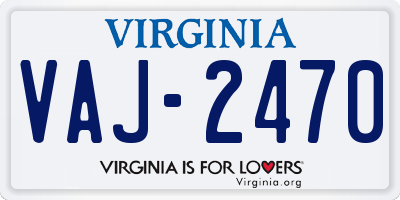 VA license plate VAJ2470