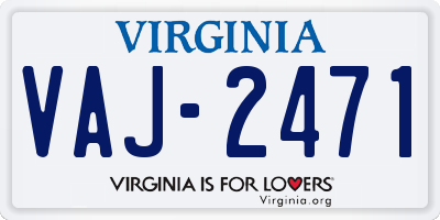 VA license plate VAJ2471