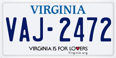 VA license plate VAJ2472