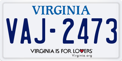 VA license plate VAJ2473