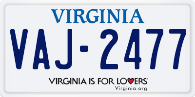 VA license plate VAJ2477