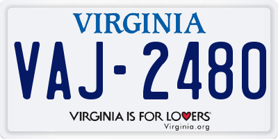 VA license plate VAJ2480
