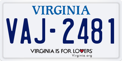 VA license plate VAJ2481