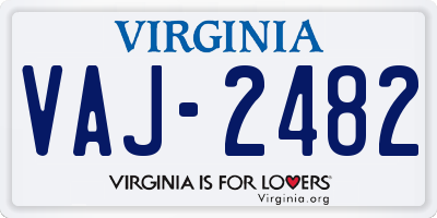 VA license plate VAJ2482