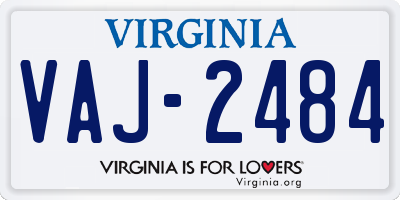 VA license plate VAJ2484