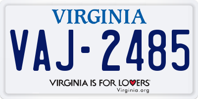 VA license plate VAJ2485