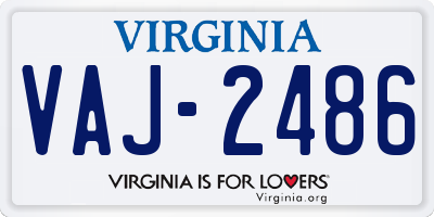 VA license plate VAJ2486