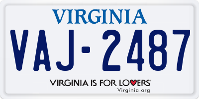 VA license plate VAJ2487