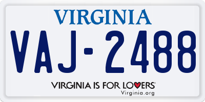 VA license plate VAJ2488