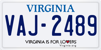 VA license plate VAJ2489